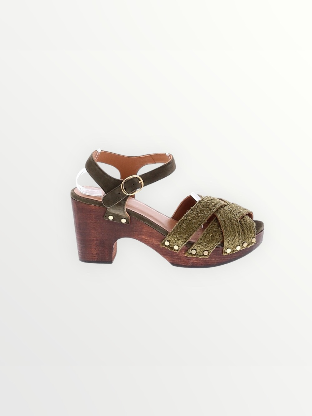 Sézane Isabelle Clogs in Braided Khaki FR 38 / US 7 - Picture 7 of 9